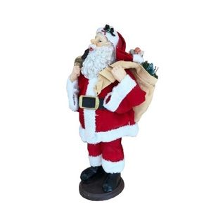 Santa Claus Figurine Traditional Christmas Holiday  Decor Fabric Clothing 10.5"